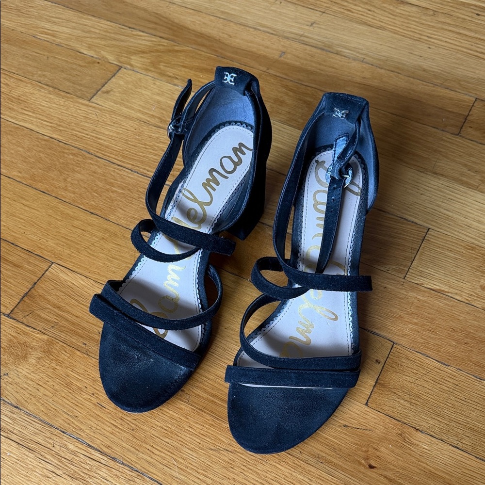 Sam Edelman Black Strappy Suede Heels